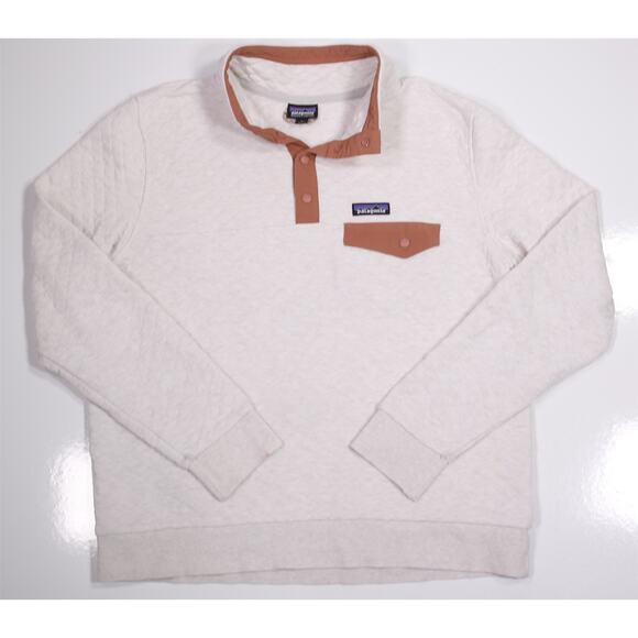 Patagonia Jackets & Blazers - Patagonia Womans Organic Cotton Beige Diamond Quilt Snap-T Pullover Large